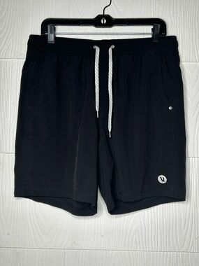 Vuori Black Athletic Shorts with White Drawcord